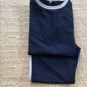 Women's Navy Pajama Set with White Trim